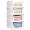 CTSNSLH Set di 4 contenitori portaoggetti pieghevoli per armadio, scatole impilabili, cassetti in plastica, per guardaroba, credenza, cucina, bagno e ufficio, bianco, 4 pezzi