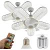 Pnedeodm Crystal-Effect LED 5-Blade LED Fan Light, 12 In Dimmable Chandelier Ceiling Fan with Remote Control & E27 Socket, 3-Speed Quiet Small Flush Fandelier for Bedroom Living Room Dining Room (2Pcs)