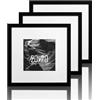VUVUZULA VUVUZELA Cornice per foto, 20x20 cm, nero, in legno, quadrata, set da 3, cornice in legno MDF con passepartout 12x12 cm