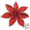 GL-Turelifes GL-Turelfies 12 Pezzi Fiori di Natale Glitterati (16cm/6,3'') con 12 Pezzi Clip Fiori Artificiali di Stella di Natale Decorazioni per Fiori dell'Albero di Natale Ornamenti per Albero di Natale (Rosso)