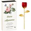 Maverton Rosa Stabilizzata Eterna in Vetro in Scatola Personalizzata - Rose stabilizzate di Cristallo - Soprammobili moderni - Rosso - Oro - Idea Regalo Donna - dono