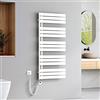 EMKE Scaldasalviette elettrico con elemento riscaldante wifi termostatato,1320x600mm 800W，Pannello asciugamano elettrico con asta di riscaldamento con timer, Bianco