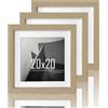 VUVUZULA Cornice portafoto in legno, 20 x 20 cm, 8 x 8 pollici, in MDF, con passepartout 15 x 15 cm, naturale, confezione da 3