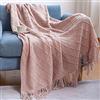 LumiSyne Coperta a Maglia Sfrangiata Tinta Unita Plaid Calda Coperte In Maglia Copriletto a Maglia Coperta Da Tiro Adatto Per Letto o Divano 130x170cm