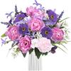 Fairblo Giglio Viola Finte Fiori di Ciliegio Seta Artificial Bouquet di Fiori Peonia Piante Artificiali per Matrimoni, Casa, Feste di Compleanno, Decorazioni da Giardino