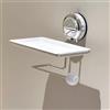 sifteng Portarotolo di carta igienica in acciaio inox con forte ventosa, senza foratura, tiene forte e stabile, porta rotolo di carta igienica con ripiano per bagno, con ventosa (bianco)