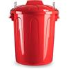Acan Tradineur - Pattumiera in plastica, con coperchio e manici in metallo, prodotto in Spagna, contenitore per rifiuti, capacità 7 litri, 30,2 x 23 x 23 cm, rosso