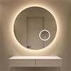 STYLE GLASS Specchio Bagno OBLÒ 70 cm, Specchio Rotondo con specchio ingranditore, Luce Led 4000K, Specchiera Bagno Made in Italy Bordo Filo Lucido Moderno
