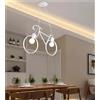Kovalmax® Lampadario a sospensione forma di bicicletta bici portalampada e27 bianco