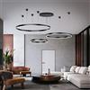 FUMIMID Lampadario Sospensione LED Lampada Soggiorno Lampadario Dimmerabile Con Telecomando Lampade Sospensione Moderne Tavolo Pranzo Soffitto Luminoso Acrilico Rotondo in Alluminio,Nero,3laps40+60+80cm