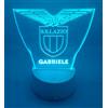 Generico Lampada in Plexiglass con Base Nera Logo Lazio Calcio e Nome Personalizzato Decor Night Light LED Luce Camera 7 Colori