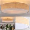 hofstein Lampada da soffitto HOFSTEIN Foggia, lampada in metallo/rafia/plastica nichel opaco/naturale/bianco, rotonda moderno design boho (Ø 60 cm), E27, sala pranzo, soggiorno, camera letto, cucina