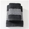 Jenny Sesal Set 1+1 Asciugamani Miriam con Balza in Jacquard, Set di due asciugamani da bagno Viso e Ospite misure: Viso: 50x100 cm. Ospite 38x58 cm. Morbidi al tatto (Nero)