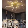 JINGKER LED Soggiorno Plafoniera moderna semplice creativa a forma di lampada da soffitto Con telecomando Dimmerabile Illuminazione a soffitto Camera da letto da incasso Ciondolo 3200-6500K (Oro, Φ90cm)