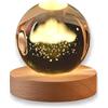 TENET Sfera di Cristallo 3D con Base in Legno, Lampada LED da Notte, Decorativa Illuminazione d'Atmosfera (NUVOLA CON PIOGGIA)