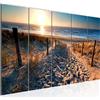 Runa Art Murali XXL Spiaggia Tramonto 200 x 80 cm Beige Blu 5 Pezzi - Made in Germany - 018455a