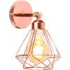iDEGU Lampada da Parete Vintage 16CM Applique da Parete in Metallo Design Gabbia Industriale E27 Illuminazione Interni Regolabile Lampada a Muro per Corridoio Soggiorno Cameretta (Tipo-C Oro Rosa)