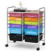 GIANTEX Carrello portaoggetti con ruote, 12 cassetti rimovibili, torre di stoccaggio mobile utility con vassoio e maniglie, carrello a rotelle per soggiorno, ufficio, camera da letto, 64 x 38 x 75 cm