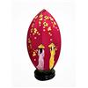 Art Saigon Lampada da Comodino Asiatica, Petalo di Loto in Tessuto di Lino Rosso - Lampada da Tavolo, Dipinta a Mano, Donne Vietnamite e Motivo di Fiori di Ciliegio - Artigianato Vietnamita