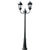 vidaXL Lampione da Giardino 2 Bracci 230 cm Verde Scuro/Nero Alluminio