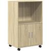 vidaXL Mobiletto con Ruote Rovere Sonoma 55x40x91 cm in Truciolato, schedario, armadietto per la casa, armadietto per Ufficio, armadietto per Ufficio