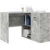 vidaXL Scrivania ad Angolo Grigio Cemento 102 x 88 x 75 cm, Scrivania Angolare Moderna, Ufficio L-Shape Resistente, Funzionale per Casa, Studio Ergonomico con Ripostiglio