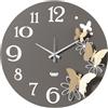 Arti & Mestieri Orologio da parete fiori e farfalle Piccolo ispirato alla natura, design 100% Made in Italy, diametro 45 cm (Fango e oro laccato)