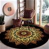 Morbuy Tappeti Rotondi Moderni Soggiorno Divano Tappeto Rotondo Stampa Mandala Oro Nero Antiscivolo e Lavabile in Lavatrice Interno Tappetino Diametro 40/60/80/100/120/140cm (Paisley,140cm)