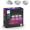 Philips Hue White and Color Ambiance Faretti LED da Incasso Smart Xamento, per Bagno (IP44), Luce Bianca o Colorata, Attacco GU10, 5.7W, Bluetooth, Dimmerabile, 3 Pezzi, Cromato