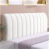 Hearda Copertura per testiera letto in velluto elastico a righe, antipolvere all-inclusive, morbida e confortevole (150 cm, bianco)
