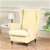 Hixingo 2 Pezzi Copripoltrona con Orecchie Elasticizzato, Colore Solido Copripoltrone Lavabile Copri Poltrona Soggiorno, Copertura Poltrona Universale (Beige,One size)