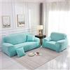 Surwin Copridivano Elasticizzato 1 2 3 4 Posti, Moda Stampa Elastico Universale Copridivani con Braccioli Fodera per Divano Antiscivolo Sofa Protettore (Cielo Blu,1 posti - 90-140cm)
