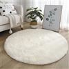 Hiseng Rotonda Shaggy Tappeto per Soggiorno, Hiser Moderno Soffice Peloso Ultra Molle Antiscivolo Tappeti Moquette per Interni Divano Camera da Letto Bambino Cameretta (Beige,140x140cm)