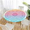 FANSU Tovaglia Rotonda Antimacchia Impermeabile con Bordo Elastico Adatto, Copertura Poliestere Moderna Lavabile Copritavolo per la Decorazione Della Casa Cucina (Boemia,120 cm)