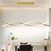 Mikeru 120cm Luce a Pendente a Onda da, lampadario moderno a dorata，Lineare Lampada 3000-6000k Dimmerabile 10%-100% Luci Appese Regolabili in Altezza con Funzione di Memoria per Isola Cucina