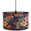 Morbuy Paralume in Bambù, Motivo Floreale di Lusso Retrò, Paralume a Tamburo 30cm, Lampada da Tavolo, Decorazione Casa (Viola)