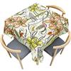 Morbuy Tovaglia per Tavolo Quadrato, Motivo Floreale Tovaglie Impermeabile Idrorepellente Antimacchia Copritavolo Lavabile per Decorative Cucina Giardino Compleanno (120x120cm,Uccelli e Fiori)