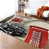 Mateju Tappeto Salotto Moderno, Torre Eiffel Stampa Tappeti Camera da Letto, Flanella rug Antiscivolo Lavabile per Salotto,Cucina,Bagno,Bambini Cameretta (80x160cm,Londra)