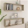Homgoday Mensole Parete a Cubo 2 pz Rovere Sonoma 100x15x30cm Truciolato, Mobile a Parete Appendere Ripiano, per Ingresso Ripiano in Stile Moderno Mobili da Corridoio