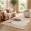 TAPISO Wisp Tappeto da Salotto Moderno - Motivo Astratto Geometrico Crema e Marrone, Pelo Corto Morbido e Resistente, Facile da Pulire, Resistente alle Macchie 200 x 300 cm
