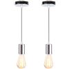iDEGU - Set di 2 lampadari a sospensione con portalampada E27, stile retrò, lampada a sospensione, accessori (cromo, 2 confezioni)