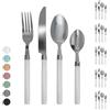 IlGruppone Servizio 24 Pezzi Posate Tavola Acciaio Inox Manici Colorati Tinta Unita Colori Moderni 6x Forchetta Coltello Cucchiaio Cucchiaino Lavabili Lavastoviglie Certificate Contatto Alimenti - Bianco