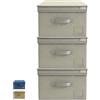 VIRSUS Set 3 Scatole Maxi Portaoggetti Pieghevole in tessuto con coperchio 6901, misura 50x40x25 cm, contenitore salvaspazio con maniglia e Portaetichetta, organizer per Armadio (Grigio)