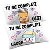 COLORFAMILY Coppia di federe Personalizzabili matrimoniali Tu mi completi Regalo SanValentino Natale Compleanno Divertenti Personalizza con Nome