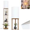 hofstein Lampada da terra Hamaa, in legno/tessuto nei colori naturali/bianco, design scandinavo con paralume rotondo (Ø 26 cm), ripiani e interruttore a pedale, altezza 150,5 cm, 1 x E27, senza lampadina
