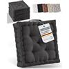 Beautissu Set di 4 cuscini da pavimento in cotone per sedia da interno | 40x40cm antracite materasso spesso 8cm 100% con maniglia da esterno Cuscino seduta Mila