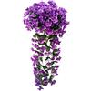 HAOSHICS 2 pezzi di fiori artificiali, piante artificiali di violette pendenti, ghirlanda di fiori di vite in seta per la decorazione di casa, giardino, parete, matrimonio e feste (viola)