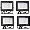 Jefedana 4*faretto led da esterno con sensore di movimento 50W 5000LM Faro LED Esterno IP66 Impermeabile LED Esterno Bianco Freddo 6000K Lampada a Rsparmio LED per Cortile, Campo da Basket