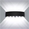 Dopastore Applique da Parete LED 36W Effetto Up&Down, Lampada a Doppia Emissione di Luce Bianco Nero IP65 Per Esterni e Interni (Luce Fredda 6500K, Nero)
