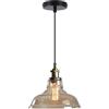 TOKTOP - Lampadario in Vetro Sospeso Stile Vintage con Paralume in Ambra, Lampadario E27 per Interni, Plafoniera per Camera da Letto, Cucina, Sala da Pranzo, Soggiorno